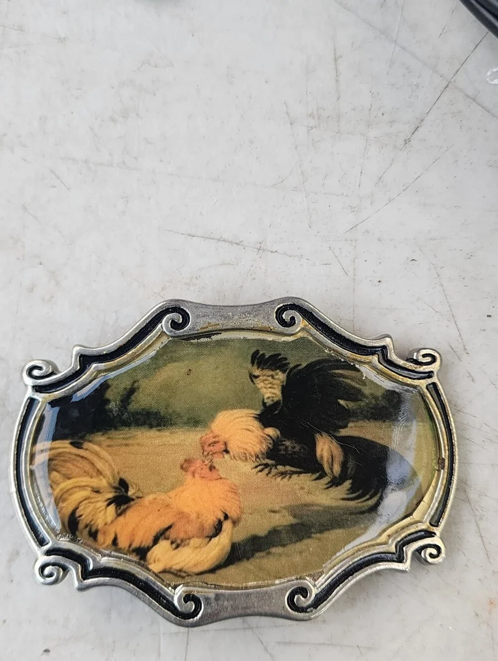 Vintage Roosters Belt Buckle Preowned